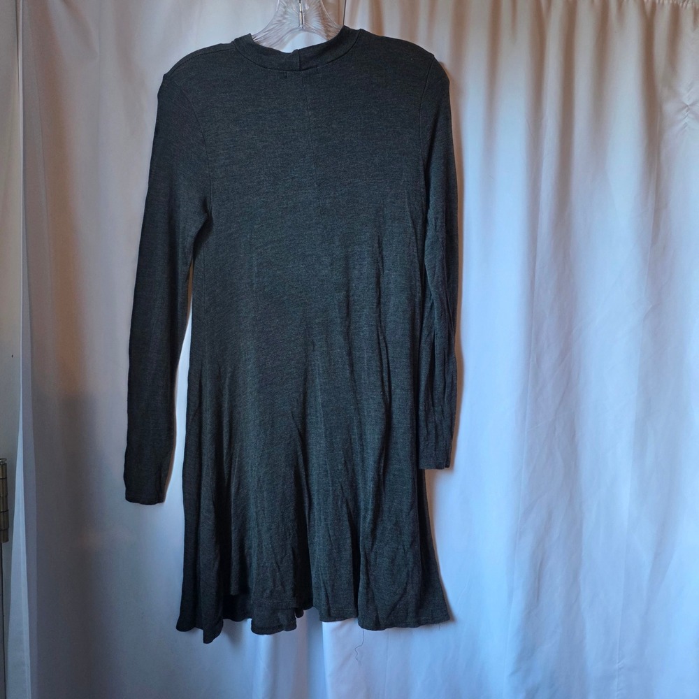 Heart Hips Womens Gray Mock Neck Long Sleeve A-Line Swing Mini Dress Size M